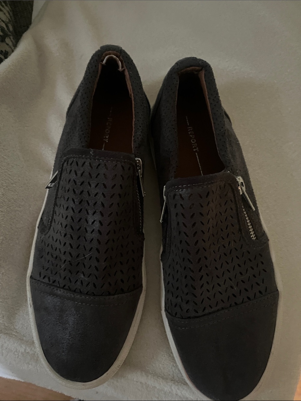 Report Women's Dark Gray Perforated Slip-On Loafers